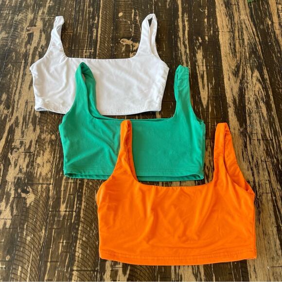 other Tops - BUNDLE - 3 White Green Orange Crop Top - MEDIUM